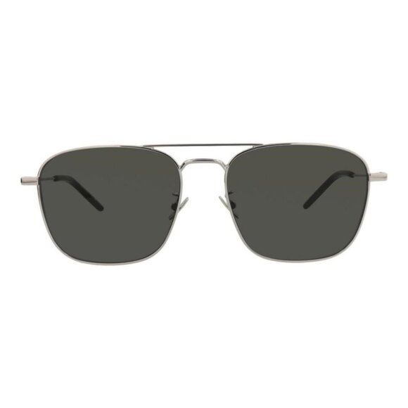Saint Laurent Unisex Aviator Silver Silver Grey Fashion Designer Eyewear - Picture 1 of 4